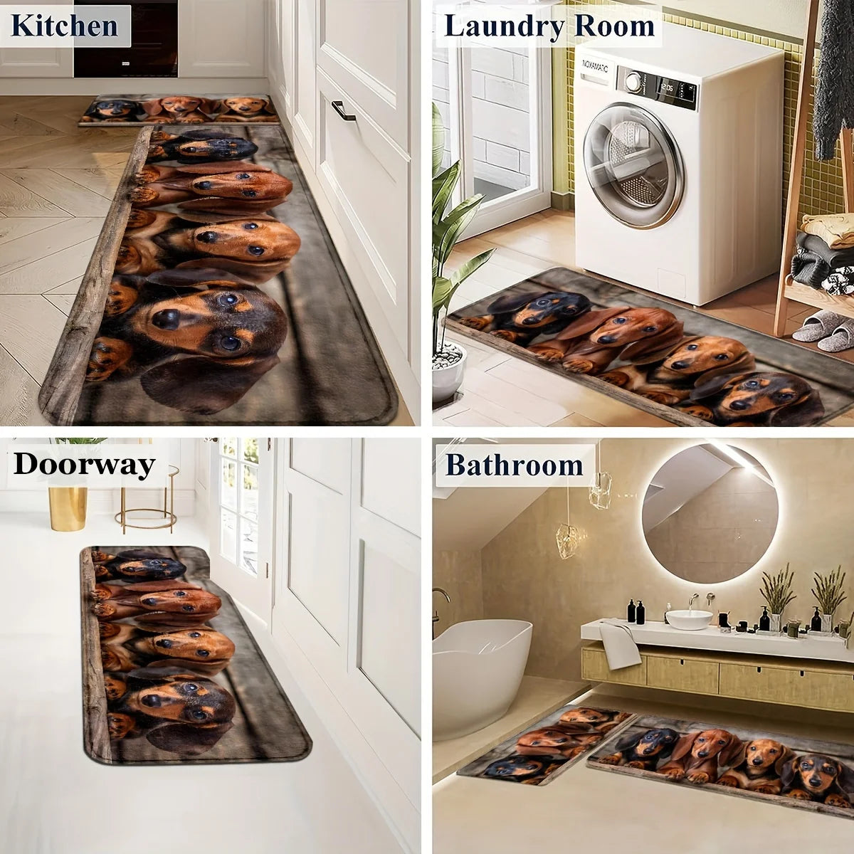 Navak Carpet Dachshund Dog Kitchen Mat Decor Anti-slip Corridor Balcony Laundry Room Rugs Bathroom Anti-slip Foot Mat Bedroom Floor Mat Decor