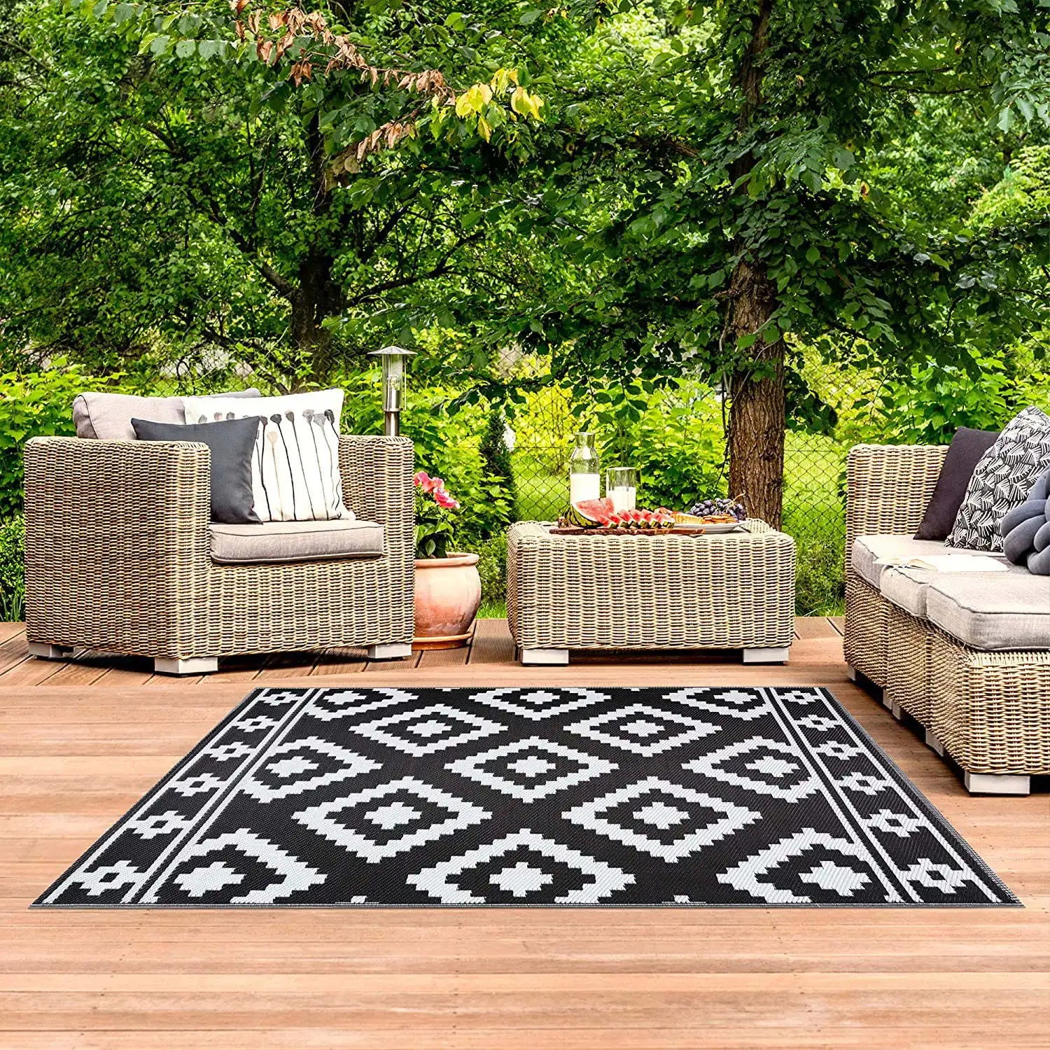 Navak Carpet Exclusive Picks Summer Outdoor Camping Picnic Blanket RV Picnic Beach, Swimming Pool, Balcony Grey Checkered Carpet Home Decoration