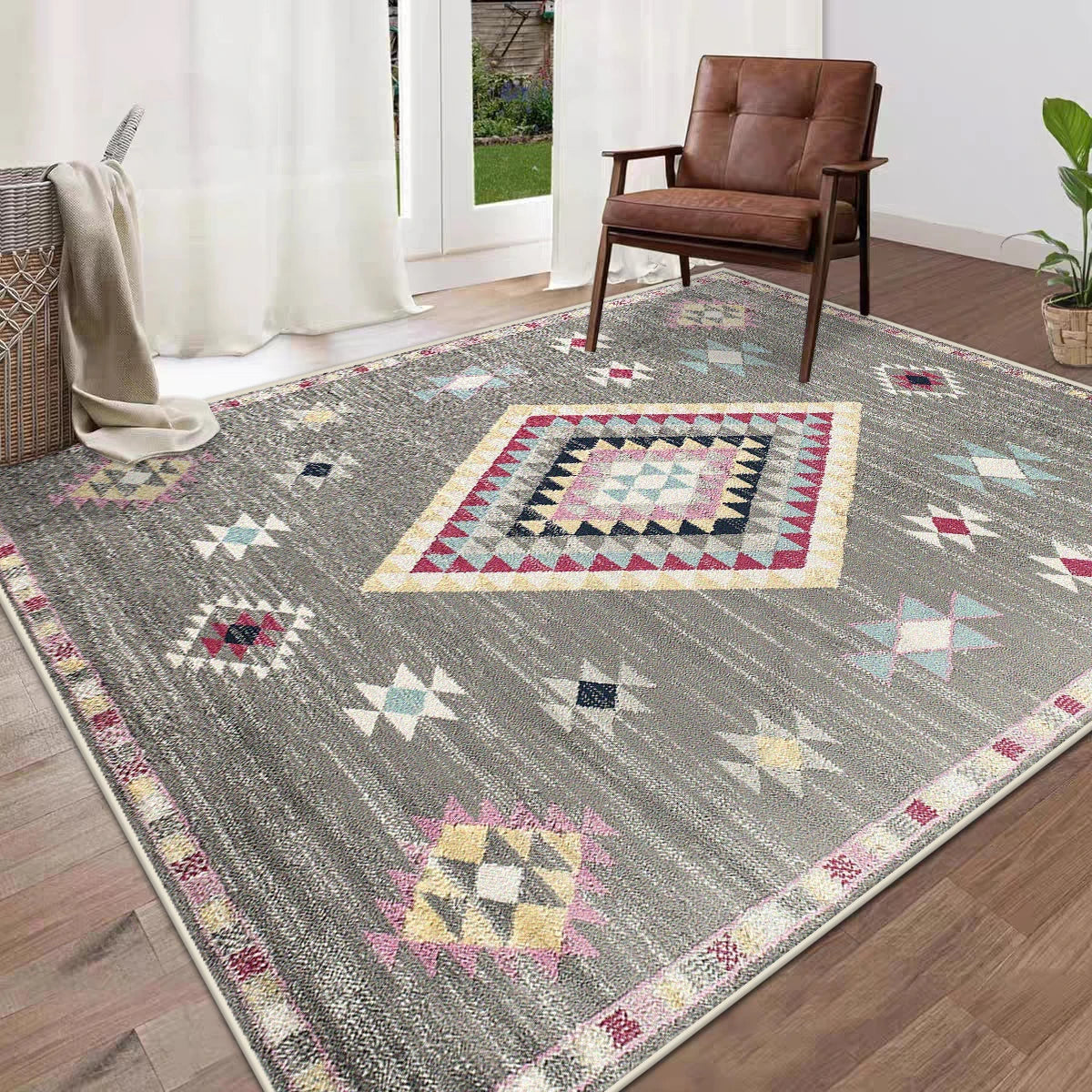 Navak Carpet Boho Style Moroccan Geometric Area Rug for Living Room Plush High-Pile Floor Mat Non-Slip Large Size