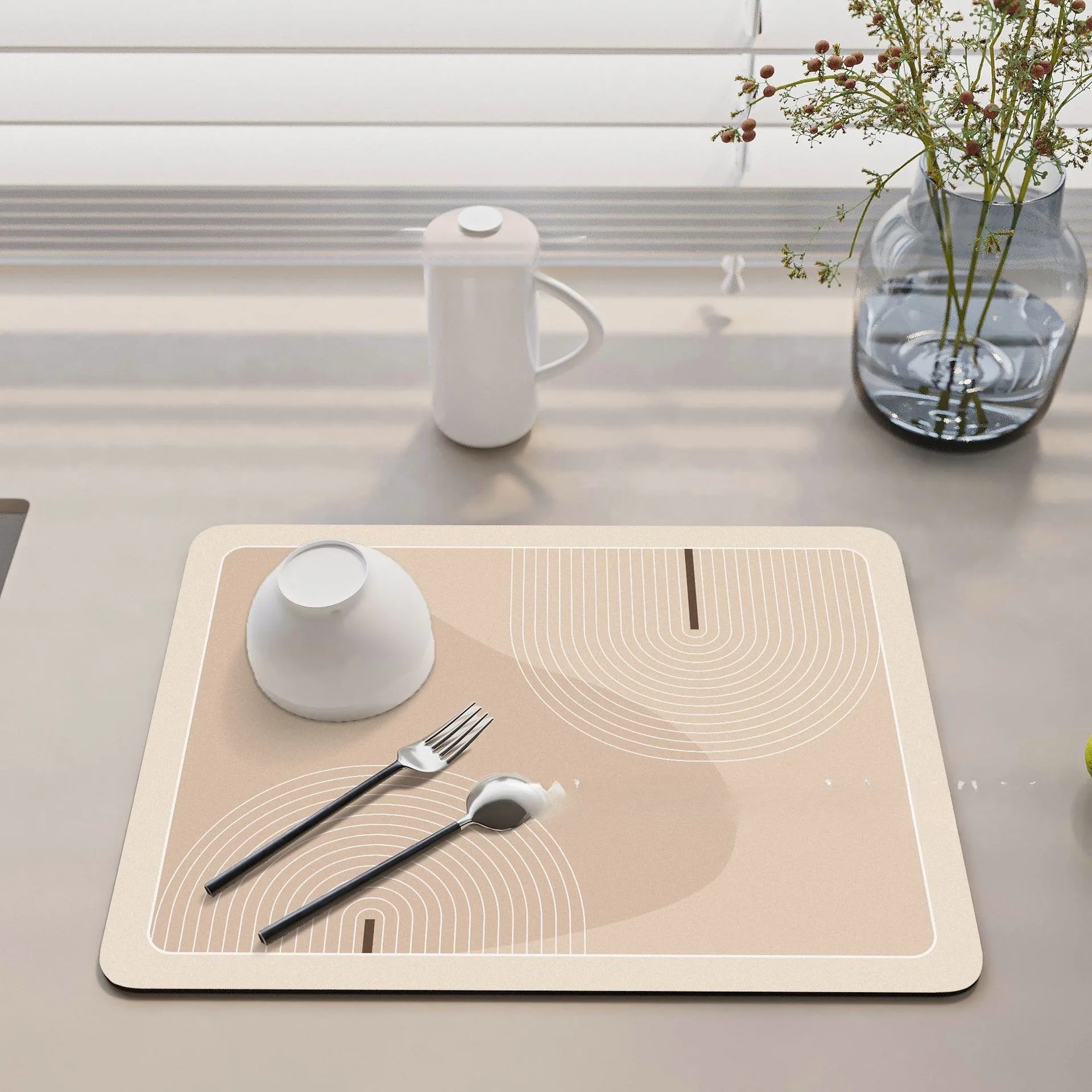 Navak Carpet Minimalis Striped Dish Drying Mat Super Absorbent Ktichen Rug Non Slip Tableware Drain Pad Home Diatom Mud Door Mats Washable
