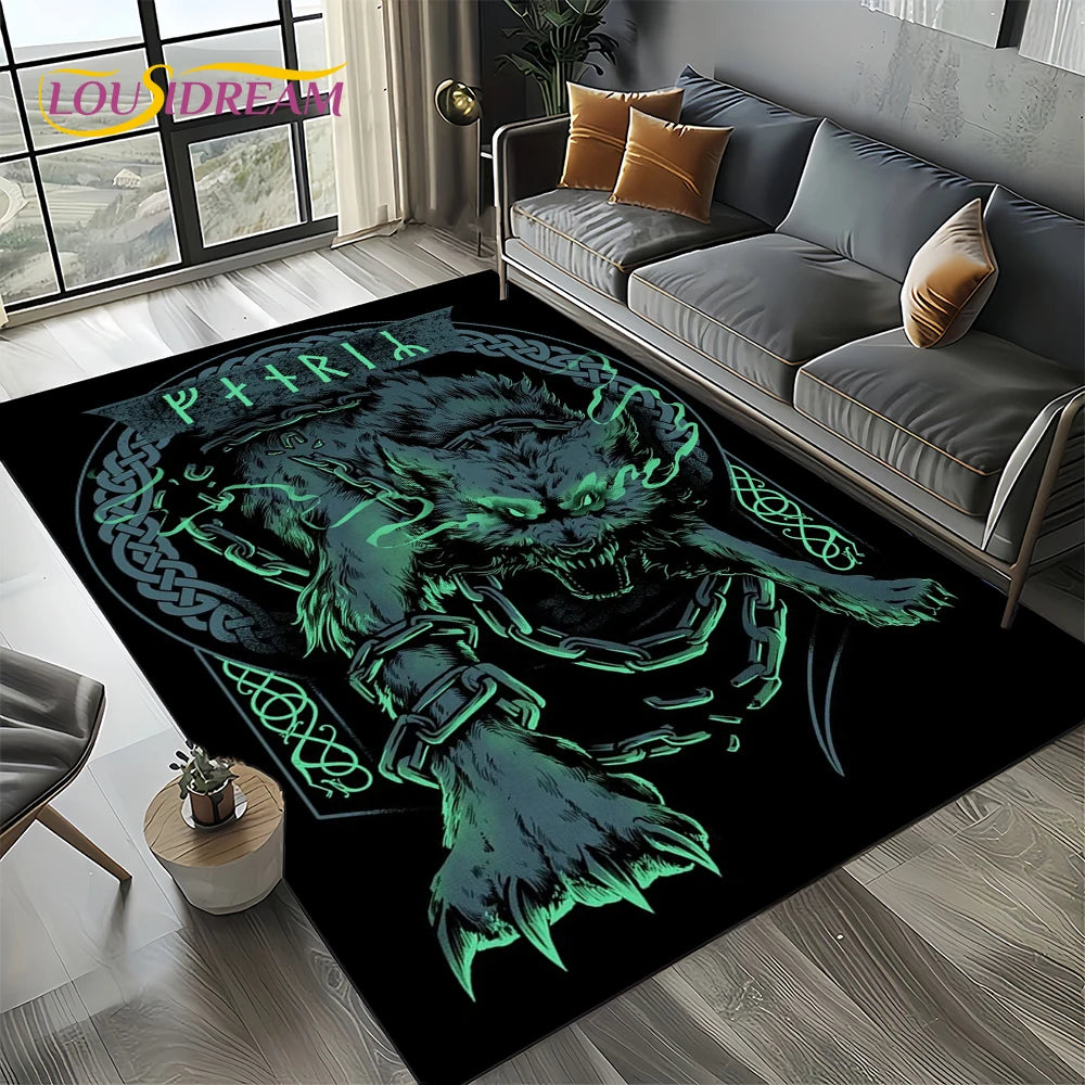 Navak Carpet Odin Viking Symbol Valknut Nordic Valhalla Carpet Rug for Living Room Bedroom Home Sofa Decoration,Area Rug Non-slip Floor Mat