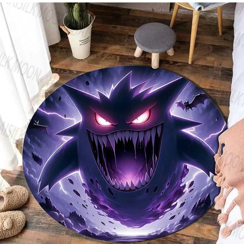 Navak Carpet Daily Picks Pokémon Gengar Printed Round Rug for Bedroom Game Cartoon Living Room Carpet Sofa Coffee Table Doormat Picnic Floor Mat
