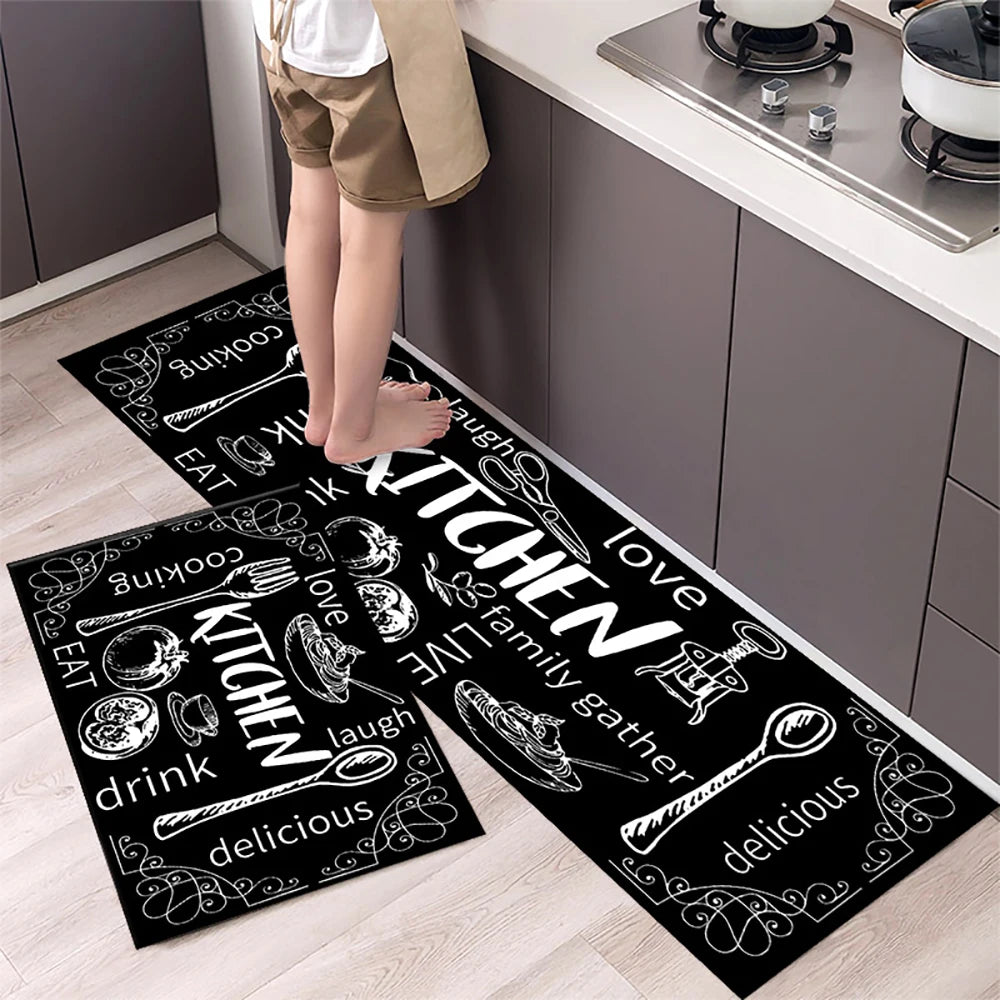Navak Carpet Polyster Waterproof Oilproof Kitchen Mat Printed Antislip Bath Mat Soft Bedroom Floor Mat Living Room Carpet Doormat Kitchen Rug