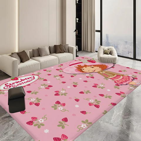 Navak Carpet S-Strawberry-Pink girl Floor Mat Bathroom Mat Kids Room Bedroom Decoration Balcony Anti-Slip Doormat Living Room Welcome Rug