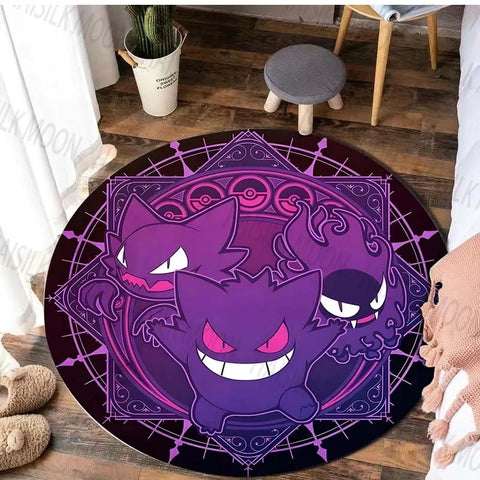 Navak Carpet Daily Picks Disney Game Pokémon Gengar Printed Round Rug Bedroom Living Room Carpet Doormat Sofa Table Area Rug Floor Mat Home Decor