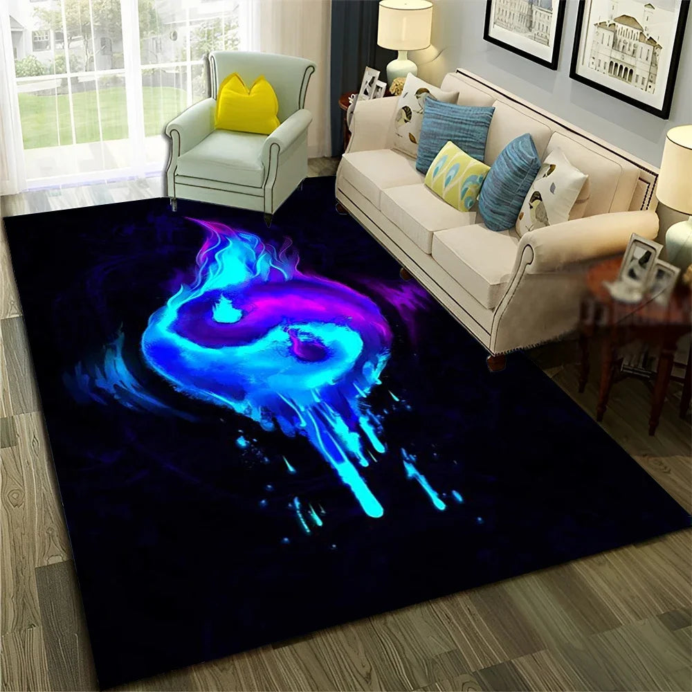 Navak Carpet Chinese 3D Tai Chi Bagua Yin Yang  Carpet Rug for Home Living Room Bedroom Sofa Doormat Decor,Child Area Rug Non-slip Floor Mat