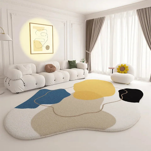 Navak Carpet Modern Cream Style Carpets for Living Room Irregular Plush Rug Light Luxury Bedroom Decor Carpet Fluffy Soft Thicken Bedside Mat
