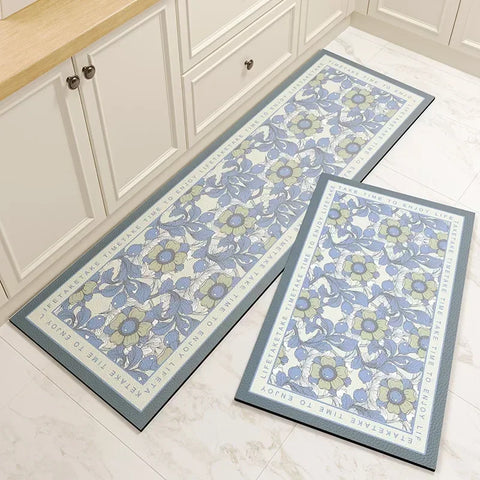 Navak Carpet Carpet for Kitchen Floor Mat Pvc Leather Waterproof Non-slip Long Rug Oil-proof Foot Mats Pink Flower Home Decoration Rugs