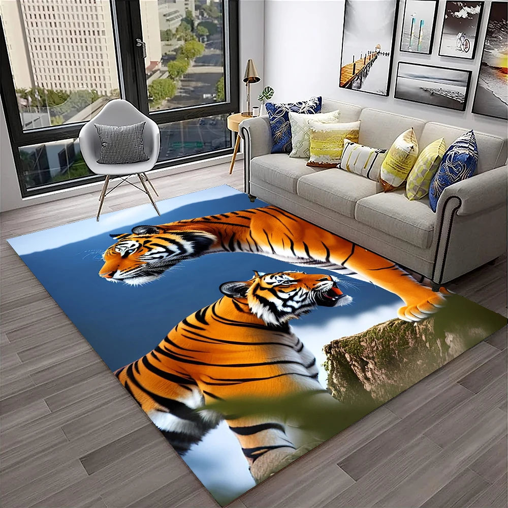 Navak Carpet 3D Dream Tiger Animal Cartoon Carpet Rug for Home Living Room Bedroom Sofa Doormat Decor,Child Play Area Rug Non-slip Floor Mat