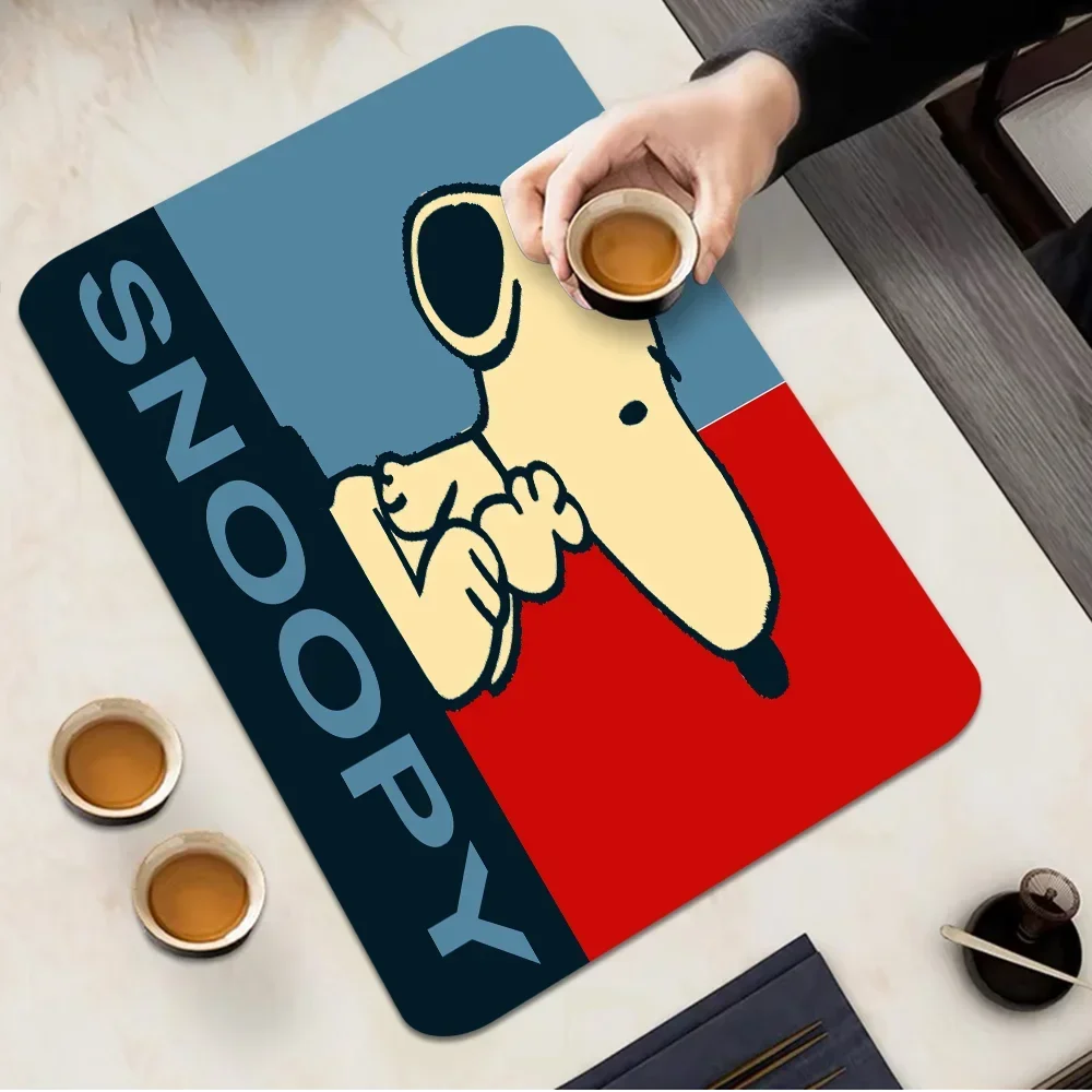 Navak Carpet Cute Cartoon Dog-S-SnoopyS Printed Dish Drying Mat Super Absorbent Coffee Drain Pad Tableware Quick Dry Rug Kitchen Dinnerware