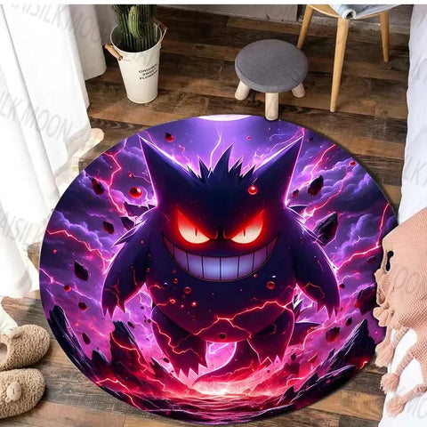 Navak Carpet Daily Picks Pokémon Gengar Printed Round Rug for Bedroom Game Cartoon Living Room Carpet Sofa Coffee Table Doormat Picnic Floor Mat
