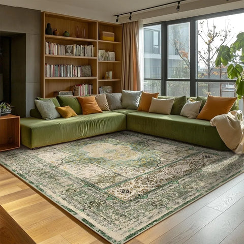 Navak Carpet Area Rugs Machine Washable No Pile Non Slip Vintage Rugs for Living Room&Bedroom&Dinning Room Bohemian Distressed Carpet I