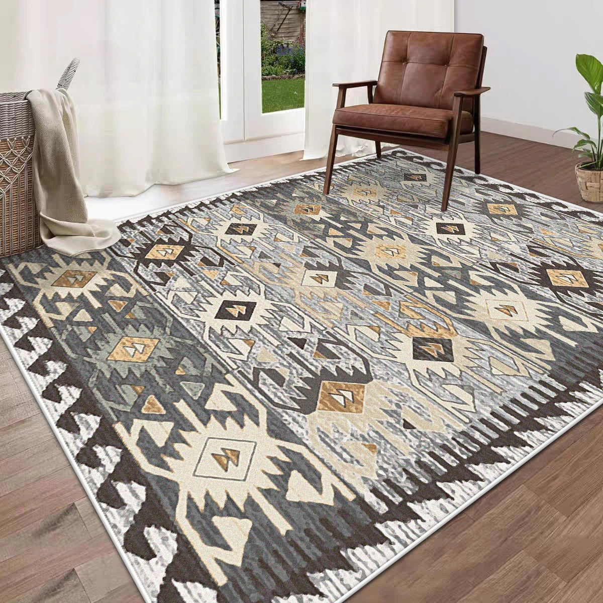 Navak Carpet Boho Style Moroccan Geometric Area Rug for Living Room Plush High-Pile Floor Mat Non-Slip Large Size