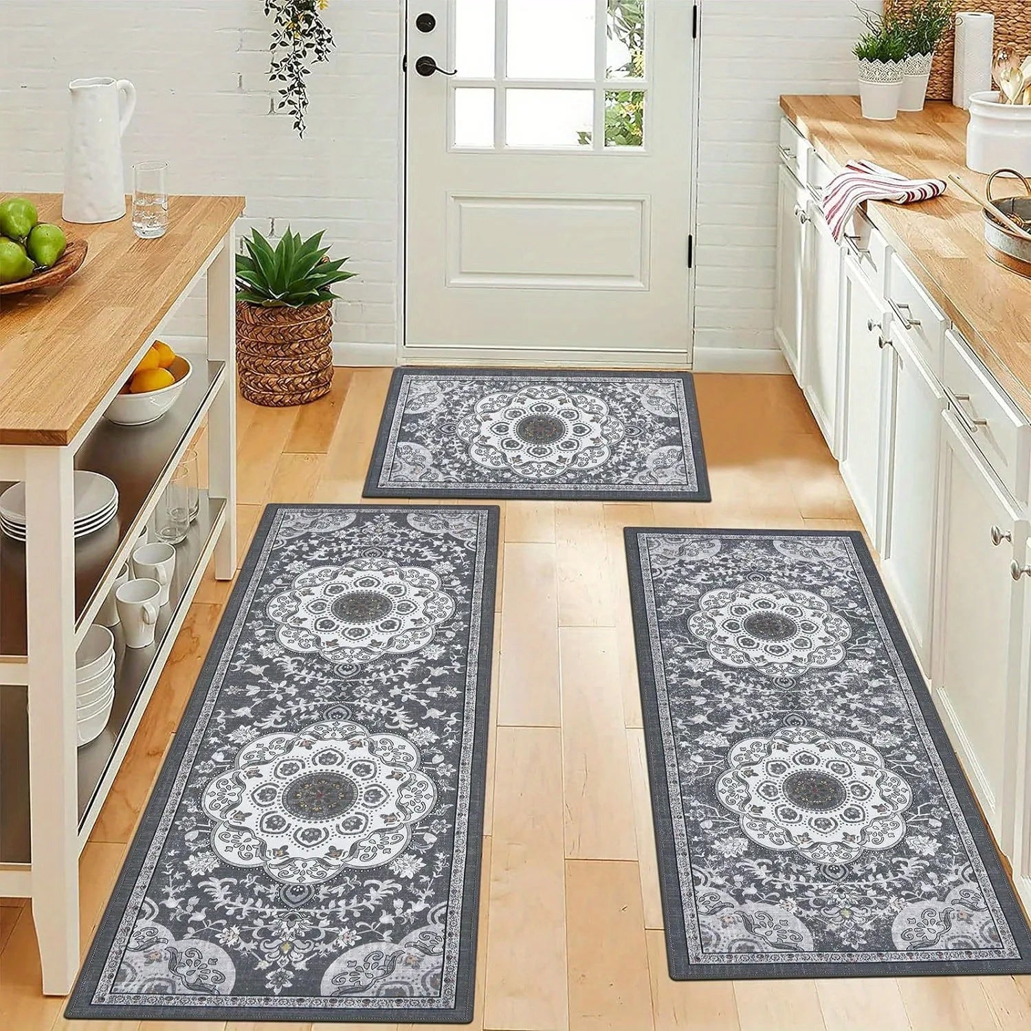 Navak Carpet 3 pcs set floor mat Bohemian style rugs kitchen carpet Non-slip comfortable washable kitchen decoration office bedroom corridor