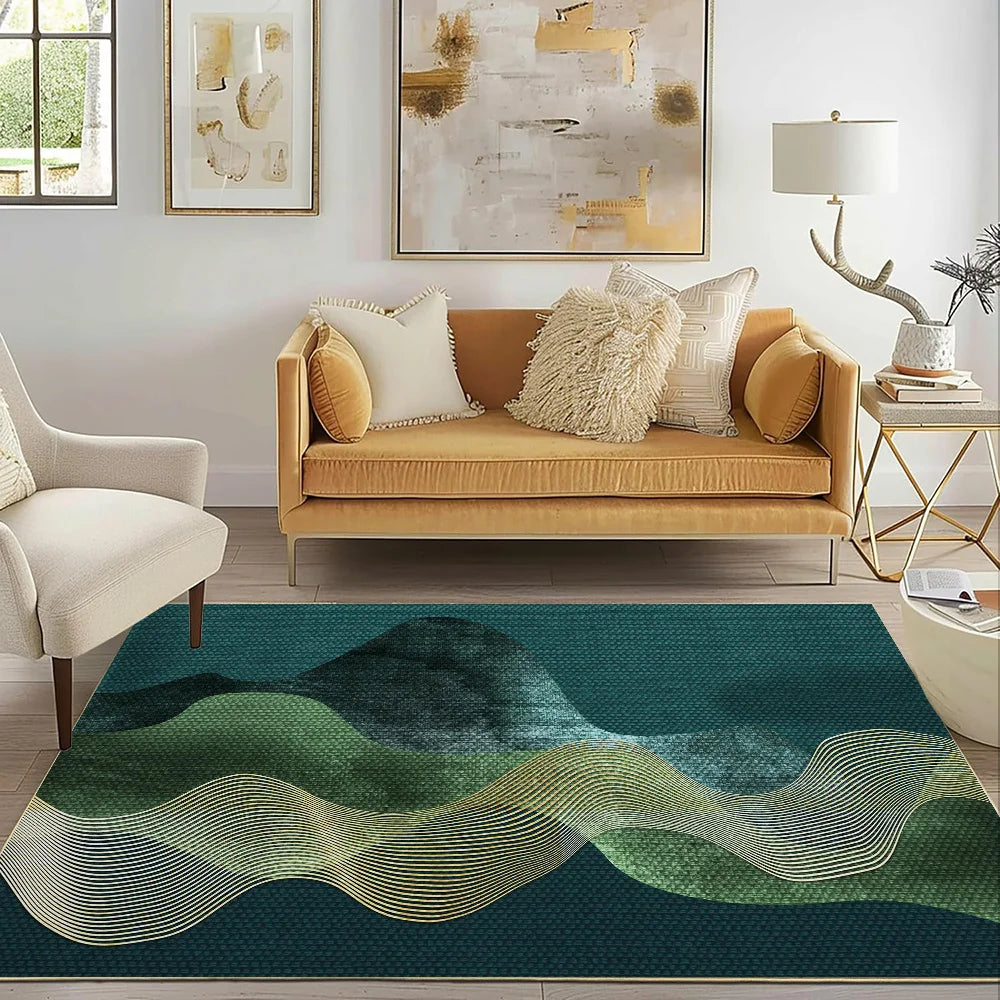 Navak Carpet Modern Wave Pattern Green Carpet - Non-slip Soft Carpet for Living Room Bedroom - Eco-friendly Home Decor (Multiple Sizes)"